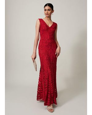 Phase Eight Marigold Tapework Maxi Dress - Red