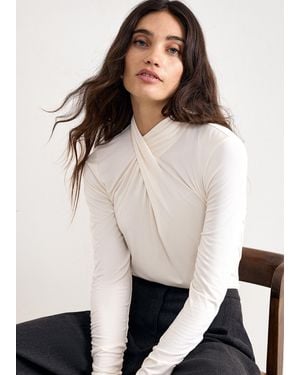 Phase Eight Argy Twist Neck Long Sleeve Top - Natural