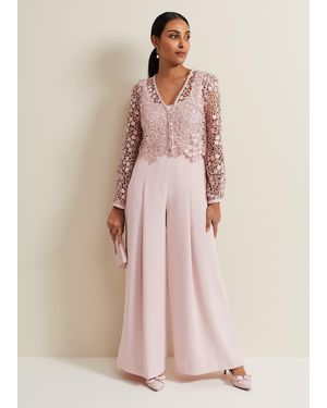Phase Eight Petite Mariposa Lace Jumpsuit - Pink