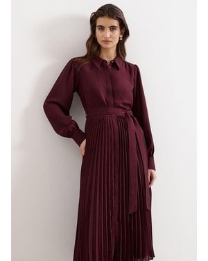 Phase Eight Ren Pleated Shirt Midi Dress - Red