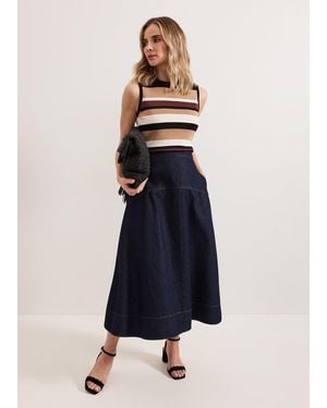 Phase Eight Mavis Denim Skirt - Blue