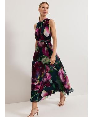 Phase Eight Molly Silk Mix Floral Textured Maxi Dress - White