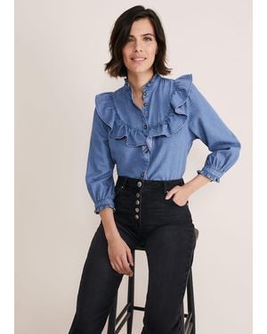 Phase Eight Maryam Ruffle Front Blouse - Blue