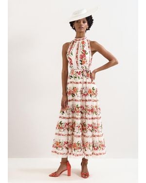 Phase Eight Nita Floral Tiered Maxi Dress - White