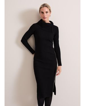 Phase Eight Hartley Zip Ribbed Column Dress - Black