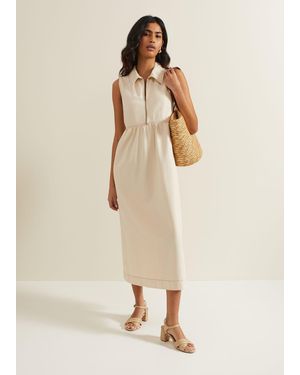Phase Eight Blakely Zip Denim Midi Dress - Natural