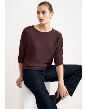 Phase Eight Cristine Glitter Knit Batwing Jumper - Purple