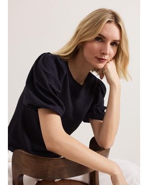 Phase Eight Lani Broderie Texture Top - Black