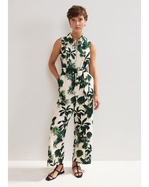 Phase Eight Tullisa Denim Palm Jumpsuit - White