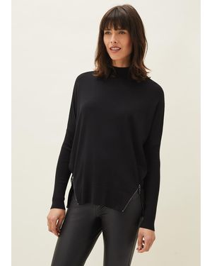 Phase Eight Skylar Roll Neck Zip Hem Jumper - Black