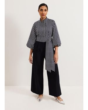 Phase Eight Petite Bree Stripe Wide Leg Jumpsuit - Blue