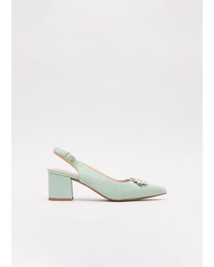 Phase Eight Sparkle Slingback Block Heel Shoes - White