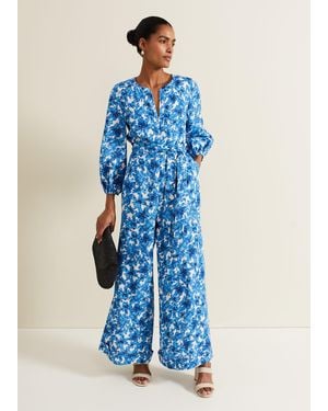 Phase Eight Rosey Floral Zip Jumpsuit - Blue