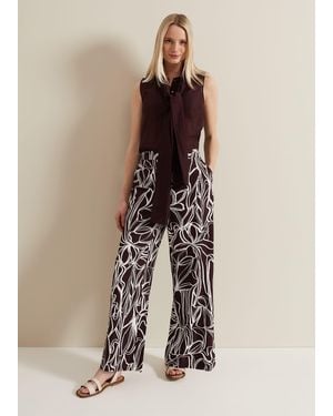 Phase Eight Anna Printed Wide Leg Trouser - Natural