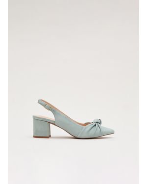 Phase Eight Knot Front Block Heel Slingback - White