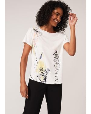 Phase Eight Kerria Floral Print Foil Top - White