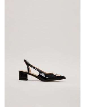 Phase Eight Patent Block Heel Shoes - White