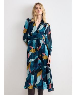 Phase Eight Catalina Abstract Petal Print Shirt Dress - Blue