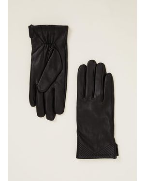 Phase Eight Pleat Detail Leather Gloves - Black