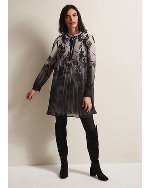 Phase Eight Sally Floral Pleated Swing Mini Dress - Black