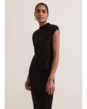 Phase Eight Kendall Stud Knit Top - Black