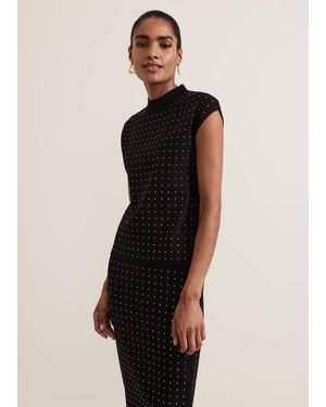 Phase Eight Kendall Stud Knit Top - Black