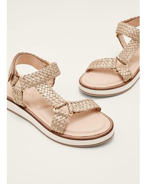 Phase Eight Leather Weave Velcro Sandal - Natural