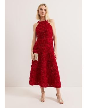 Phase Eight Angeline 3D Floral Midaxi Dress - Red
