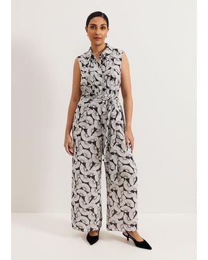 Phase Eight Petite Janine Shirt Wide Leg Jumpsuit - White