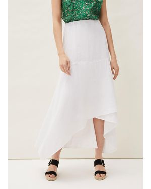 Phase Eight Phoebe Faux Wrap Linen Skirt - White