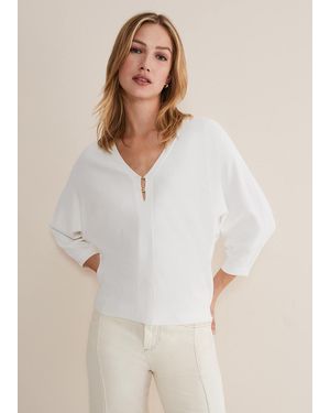 Phase Eight Lilliah Fine Knit Embellished Jumper - White