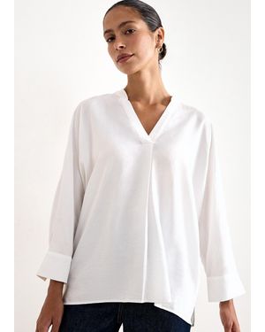 Phase Eight Cynthia V-Neck Long Sleeve Blouse - White