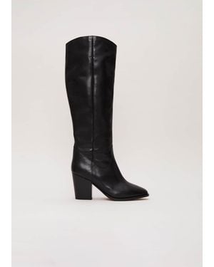 Phase Eight Leather Western Knee Boot - Black