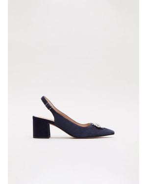 Phase Eight Sparkle Slingback Block Heel Shoes - White