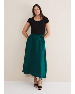 Phase Eight Amorette Linen Belted Maxi Skirt - Blue
