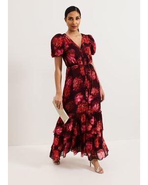Phase Eight Petite Amaris Floral Sleeve Maxi Dress - Red