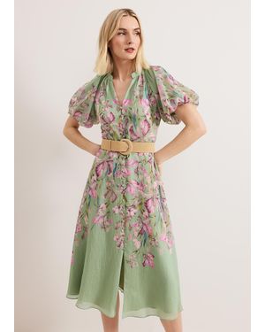 Phase Eight Amalie Floral Midi Dres - Green