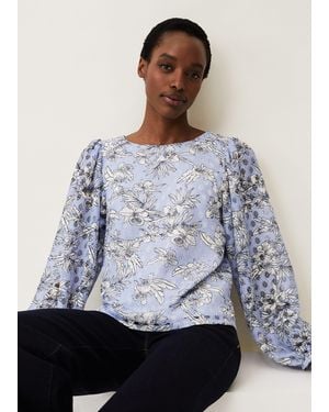 Phase Eight Meribel Floral Print Top - Blue