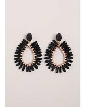 Phase Eight Raffia Teadrop Earrings - Black