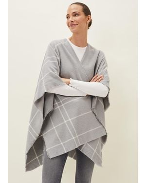 Phase Eight Shauna Check Cape - Natural