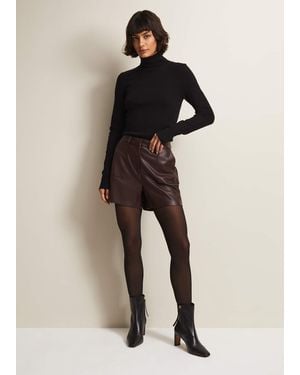 Phase Eight Hadley Faux Leather Shorts - Natural