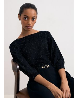 Phase Eight Cristine Batwing Sequin Knitted Jumper - Black