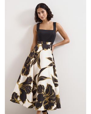 Phase Eight Delie Satin Floral Maxi Dress - White