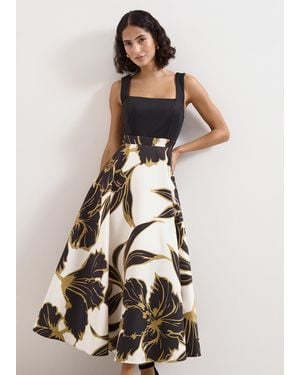 Phase Eight Petite Delie Satin Floral Maxi Dress - White
