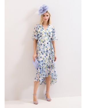 Phase Eight Juliette Floral Chiffon Wrap Midi Dress - White