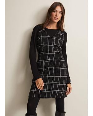 Phase Eight Gemma Checked Pinafore Mini Dress - Black