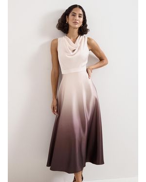 Phase Eight Petite Cheryl Cowl Neck Ombre Maxi Dress - White
