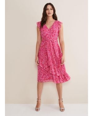 Phase Eight Breesha Floral Midaxi Dress - Pink