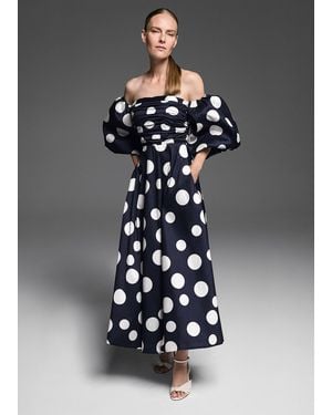 Phase Eight Marilyn Spot Off Shoulder Midi Dress - Grey