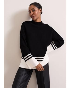 Phase Eight Kayleigh Chunky Boxy Striped Jumper - Black